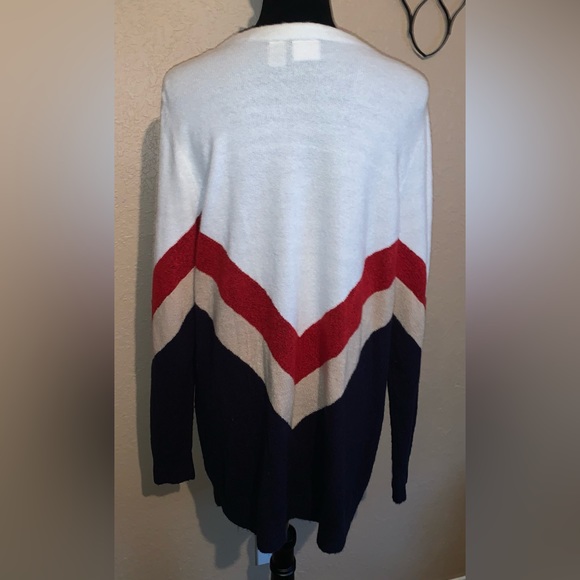 Buttery soft v neck multi-color cardigan. - Picture 2 of 3